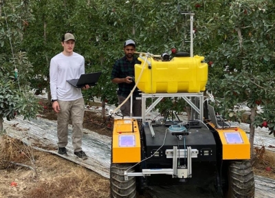 The prototype robotic applicator developed by the Davidson Lab at OSU uses AI and a special camera that captures both color and depth. Courtesy: Davidson Lab